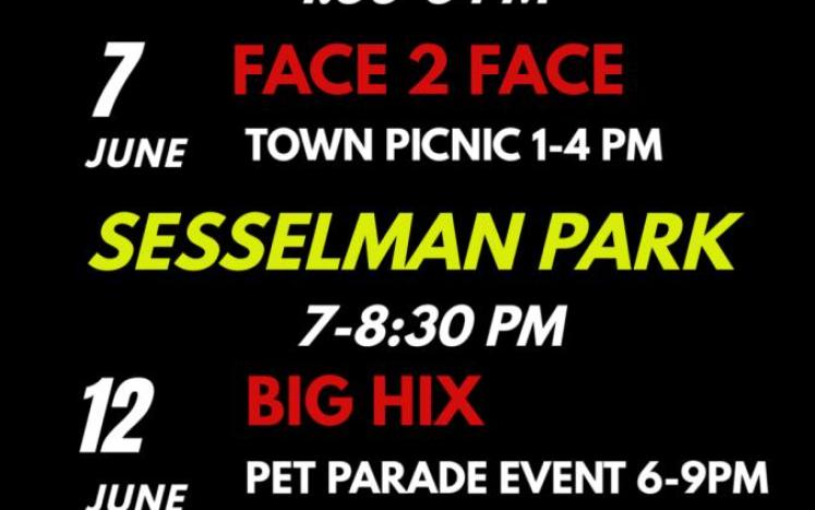 Flyer of various live music events in East Rutherford